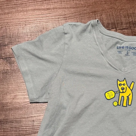Life Is Good Kids Shirt in Light Blue with Yellow Cat Graphic - Picture 2 of 6